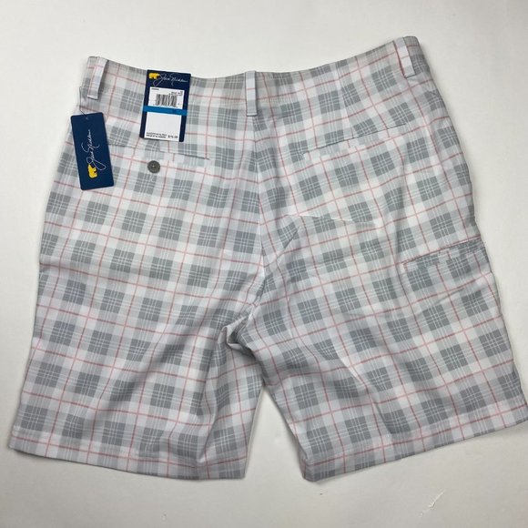 Jack Nicklaus Golf Shorts Mens 36 Bright White Check Stretch Wicking UPF - Picture 2 of 13